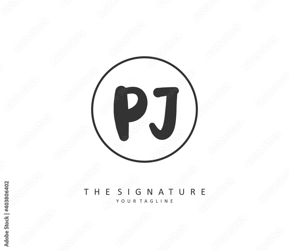 PJ Initial letter handwriting and signature logo. A concept handwriting initial logo with template element. PJ Initial letter handwriting and signature logo. A concept handwriting initial logo with template element.