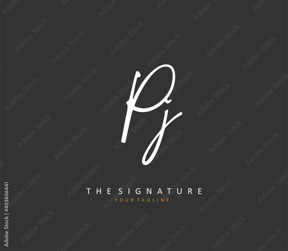 PJ Initial letter handwriting and signature logo. A concept handwriting initial logo with template element. PJ Initial letter handwriting and signature logo. A concept handwriting initial logo with template element.
