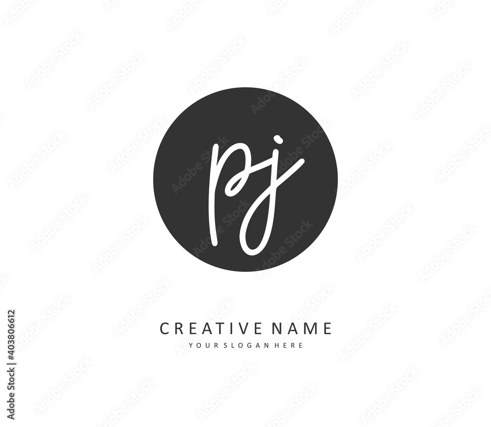 PJ Initial letter handwriting and signature logo. A concept handwriting initial logo with template element. PJ Initial letter handwriting and signature logo. A concept handwriting initial logo with template element.