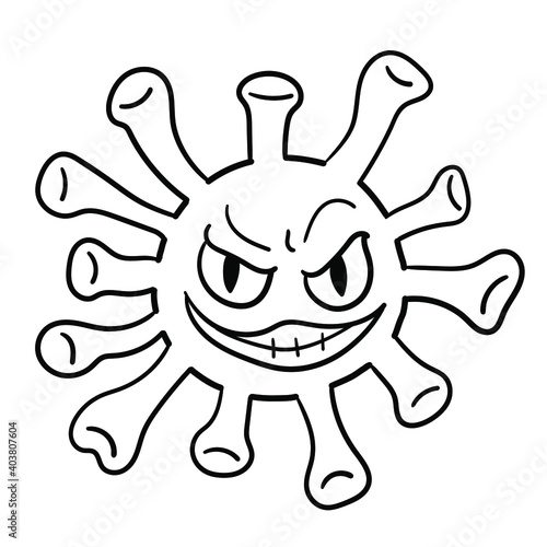 Monster and Virus line art cartoon