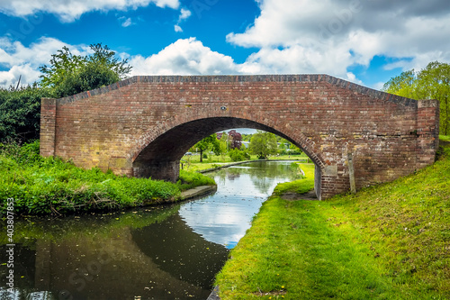 A view of the Chesterfield canal bridge next to the Manton railway viaduct in Nottinghamshire, UK in springtime