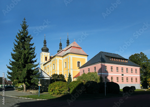 Church of St. John the Baptist in town Bystre, Bohemian-Moravian Highlands, Czech Republic photo