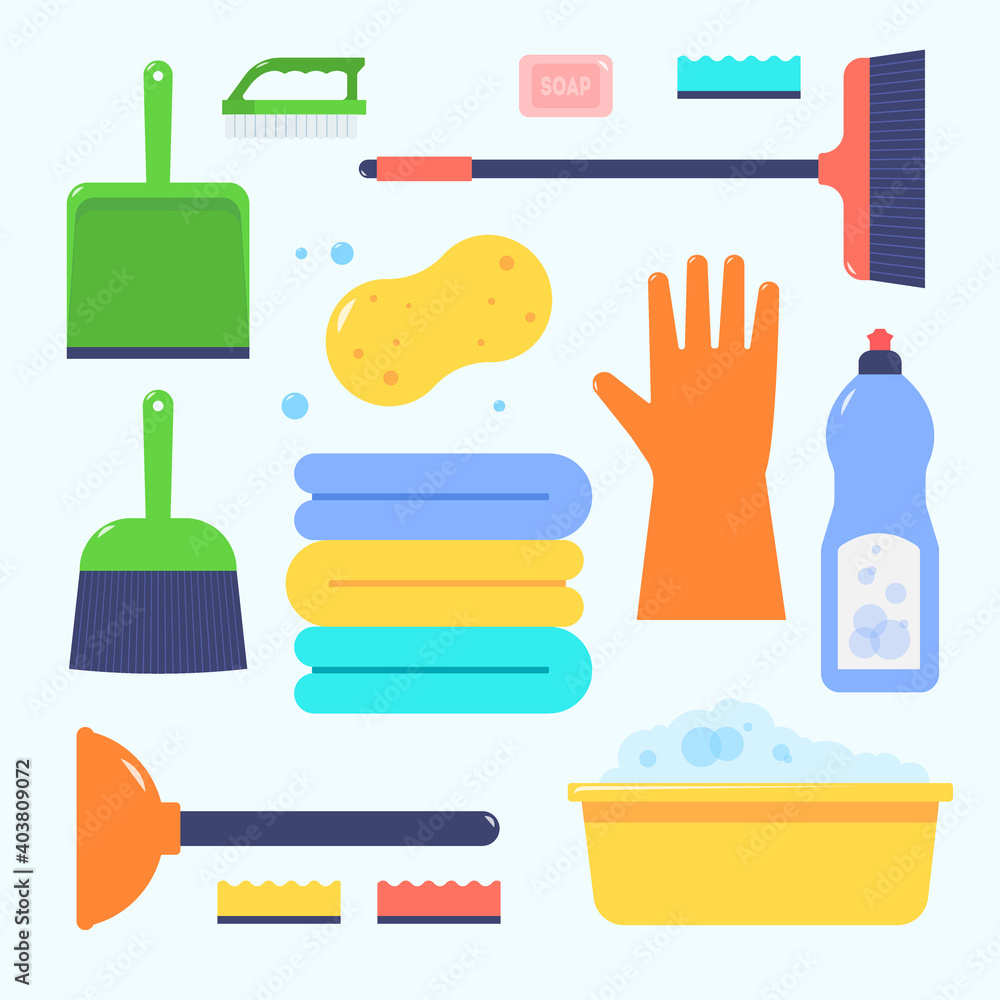 Cleaning service icon template. Cleaning set flat icon. Cleaning company design element for web, banner, shop. Cartoon cleaning illustration. Cleaning service icon template. Cleaning set flat icon. Cleaning company design element for web, banner, shop. Cartoon cleaning illustration.