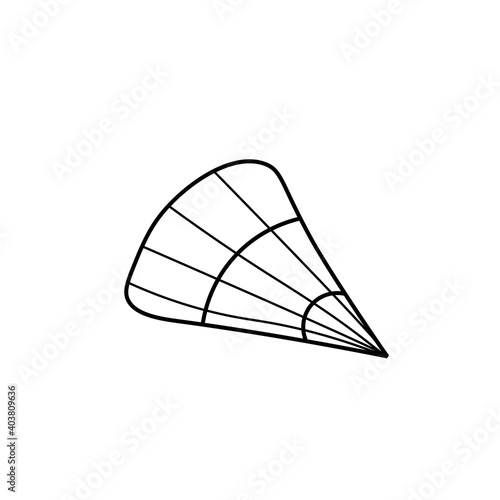 Vector Asian Fan in doodle style The thing against the heat illustration for Chinese New Year with black hand drawn line.Design cards social media weddings stickers coloring books.