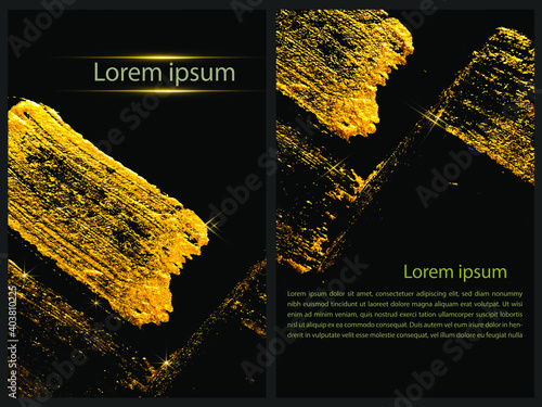 Flyer, business card or postcard design based on a golden background.