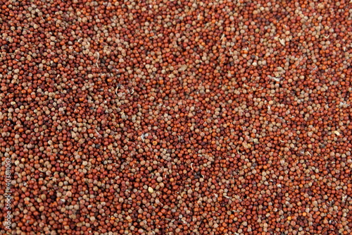 Pile of red millets also known as ragi.