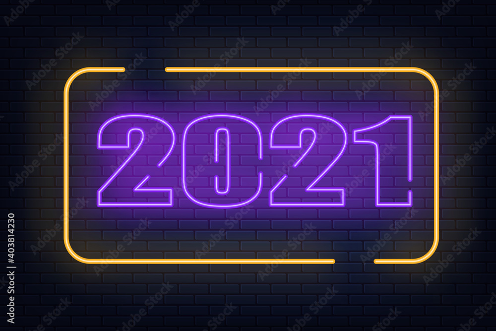 Happy New year 2021 text neon vector. Modern trendy design, night sign. Happy New year 2021 text neon vector. Modern trendy design, night sign.