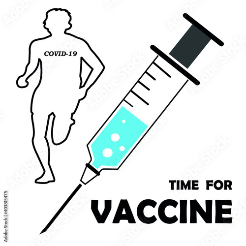 New vaccines speed up herd immunity. Drawing representing the race against time for the vaccination of the entire population. Coronavirus (COVID-19) vector icon illustration.