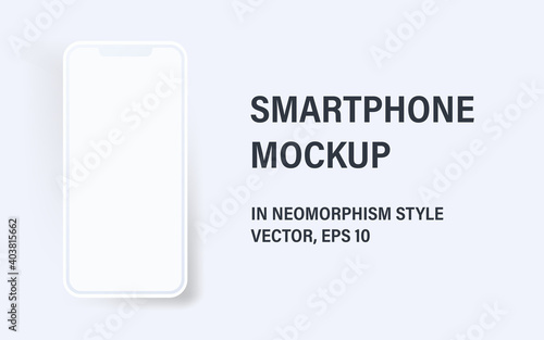 Smartphone mockup in neomorphism style. Vector 3d modern