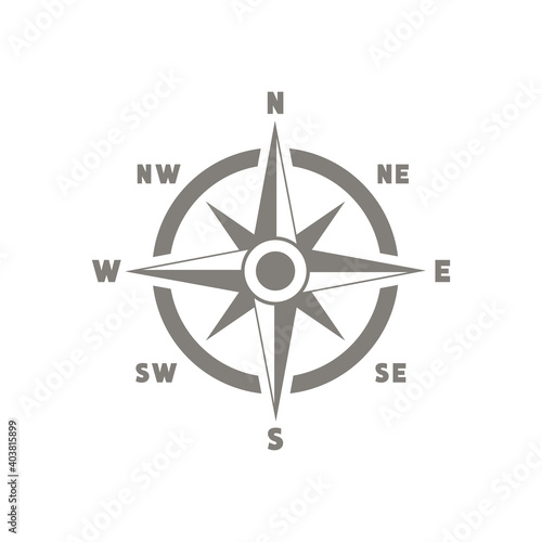 Compass vector icon. Navigation black symbol illustration isolated on white