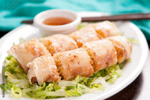 crispy vietnamese sprill roll or egg roll photo