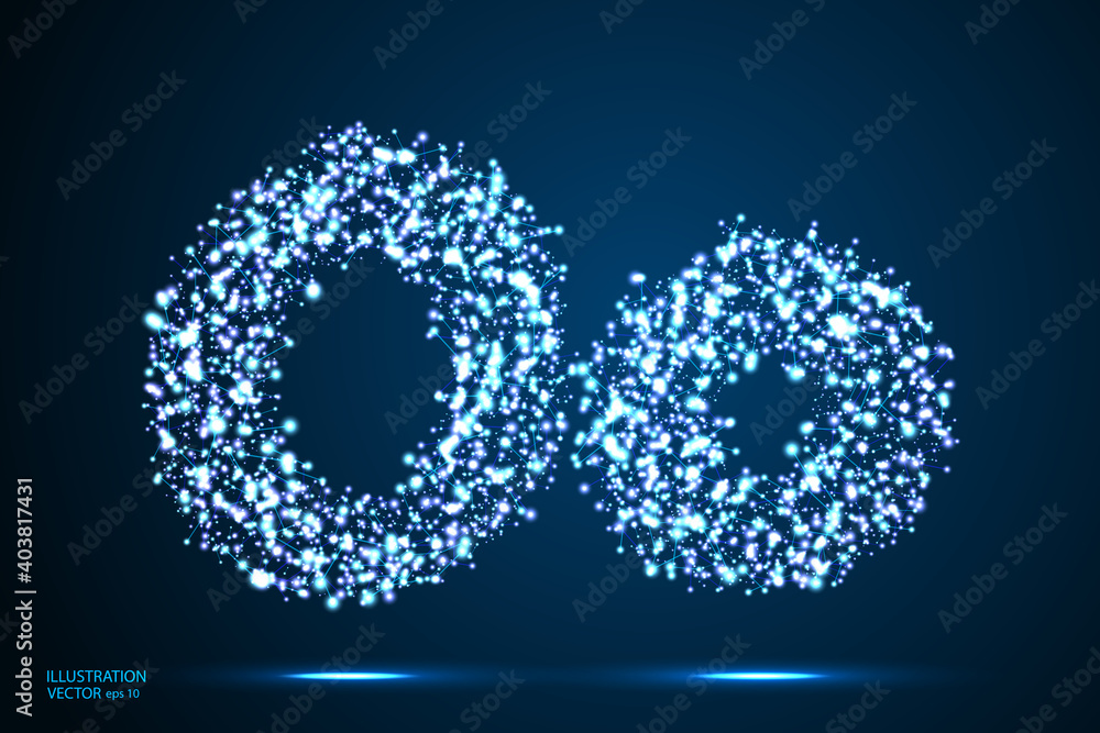 English letters abstract font consists 3d of triangles, lines, dots and connections. On a dark blue background cosmic universe stars, meteorites, galaxies. Vector illustration EPS 10. English letters abstract font consists 3d of triangles, lines, dots and connections. On a dark blue background cosmic universe stars, meteorites, galaxies. Vector illustration EPS 10.