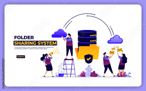 website design of folder sharing system. database system data sharing management. designed for landing page, banner, website, web, poster, mobile apps, homepage, social media, flyer, brochure, ui ux