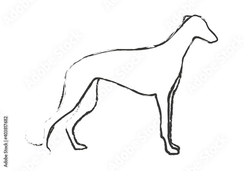 Icono negro de perro de raza galgo.