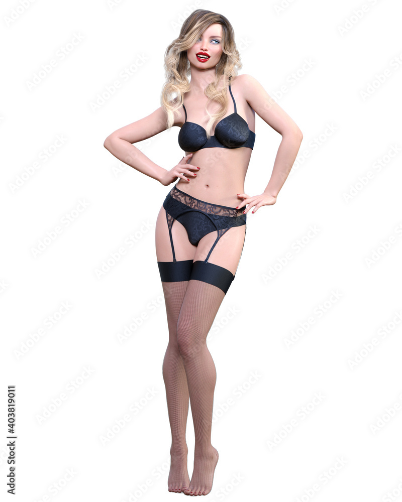 Beautiful blonde woman in lingerie and stockings. Beautiful blonde woman in lingerie and stockings.