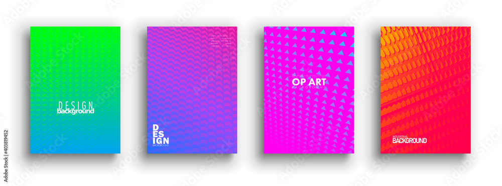 Minimal covers design. Colorful halftone gradients