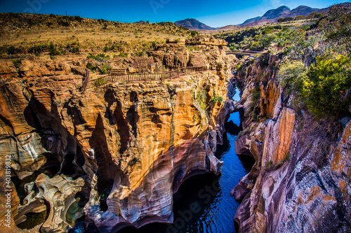 Rock formation in Bourke's Luck Potholes in Blyde canyon reserve in South Africa photo