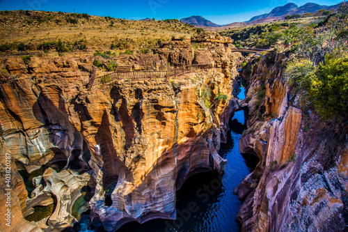 Rock formation in Bourke's Luck Potholes in Blyde canyon reserve in South Africa photo