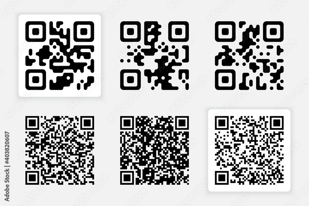 Set of qr codes for your design. Black qr code isolated on whit background. Vector illustration Set of qr codes for your design. Black qr code isolated on whit background. Vector illustration