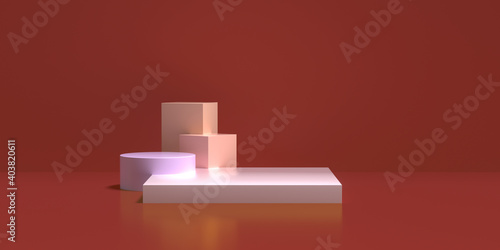 3D render red booth background