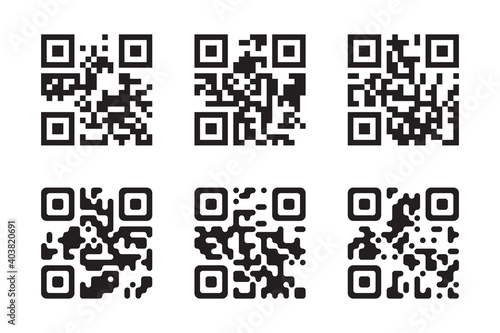 Set of qr codes for your design. Black qr code isolated on whit background. Vector illustration