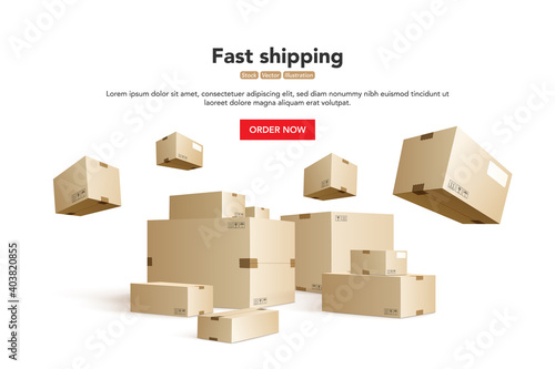 Parcels isolated on white background. Composition for a trendy banner, poster or greeting card. Vector illustration