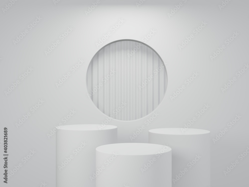 3d render - White podium minimal on White color background, Display for cosmetic perfume fashion natural product, simple clean design, luxury minimalist mockup. 3d render - White podium minimal on White color background, Display for cosmetic perfume fashion natural product, simple clean design, luxury minimalist mockup.