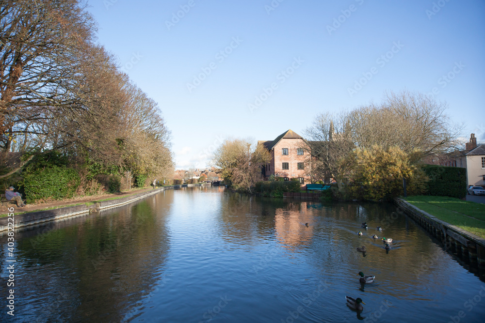 Views of the canal from Newbury Lock in West Berkshire in the United Kingdom