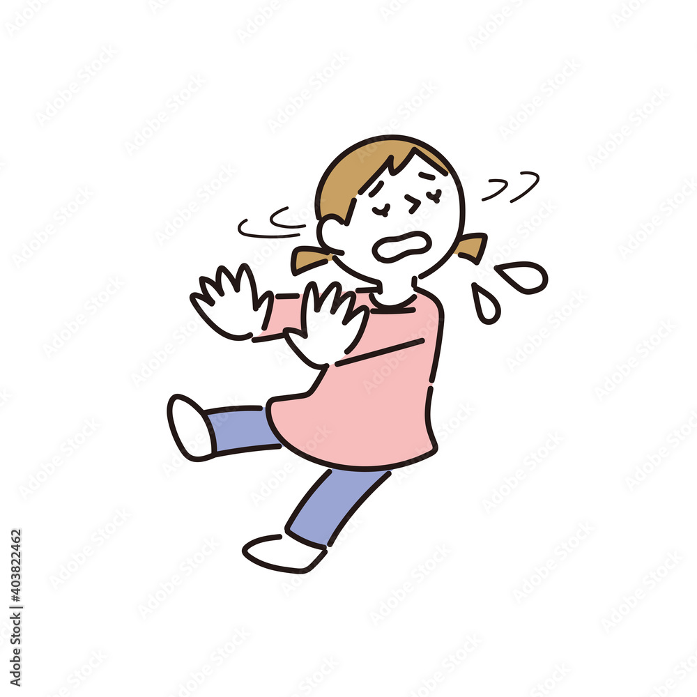 首を横に降って嫌がる素振りをする女の子 首を横に降って嫌がる素振りをする女の子