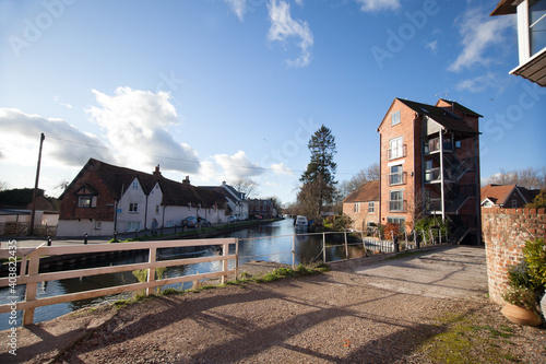 Views of houses by the canal in Newbury, Berkshire in the United Kingdom photo