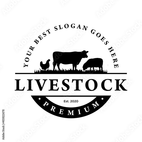 livestock Farm animal logo template. Vector illustration