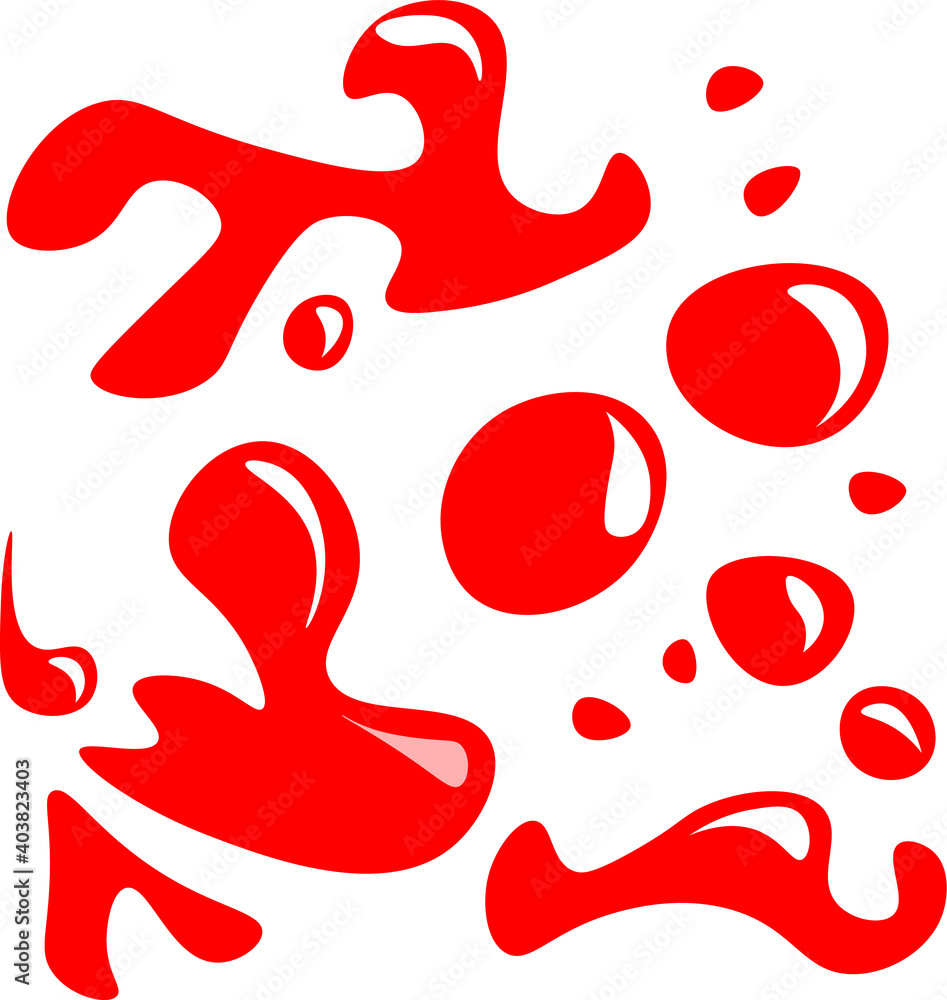 Vector Red Blood splatter art illustration design unique editorial red color stain decoration image. Book game cartoon style tomato shop logo, detective investigation work project, icon stamp. Vector Red Blood splatter art illustration design unique editorial red color stain decoration image. Book game cartoon style tomato shop logo, detective investigation work project, icon stamp.