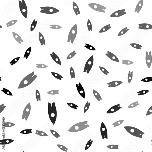 Black Surfboard icon isolated seamless pattern on white background. Surfing board. Extreme sport. Sport equipment. Vector Illustration.