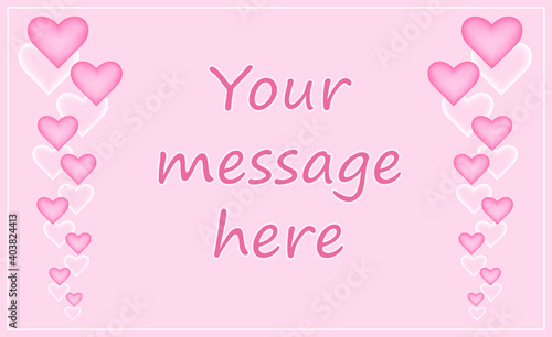 Valentine or wedding or gift card with pink and white hearts. Copy space. Vector graphic, illustration. © ViLi