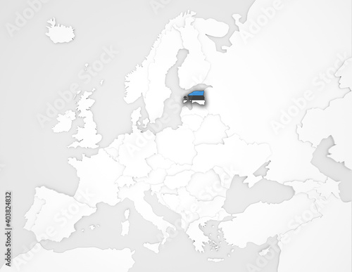 3D Europakarte auf der Estland hervorgehoben wird 