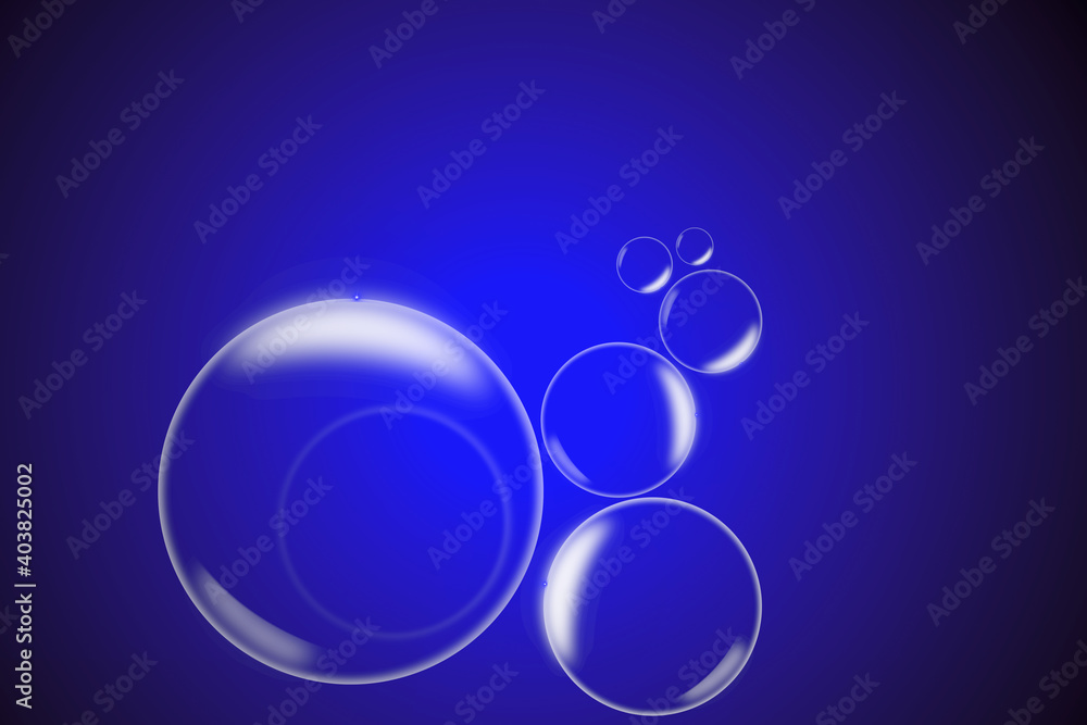 Water bubble on blue color background, illustration Water bubble on blue color background, illustration