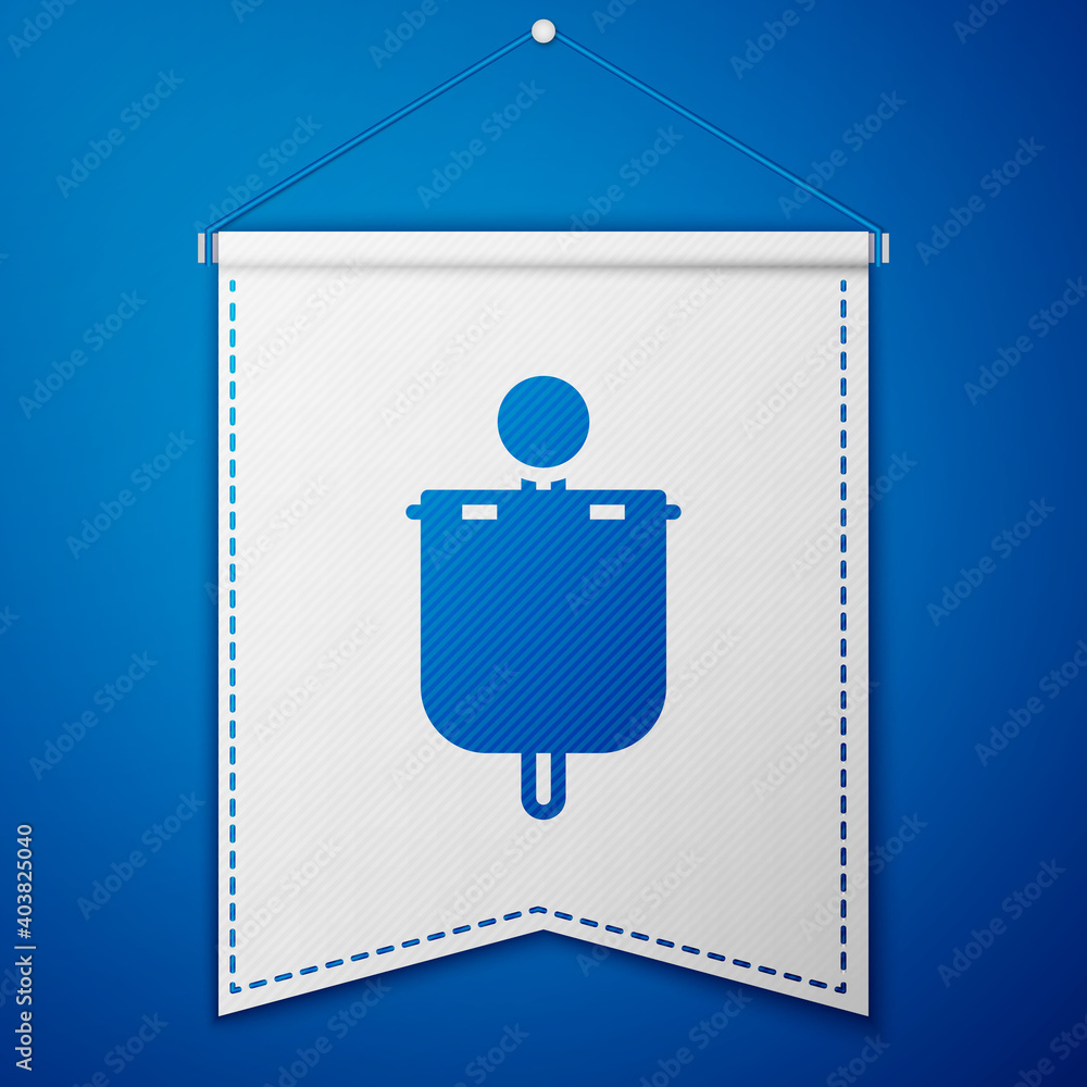Blue Medieval flag icon isolated on blue background. Country, state, or territory ruled by a king or queen. White pennant template. Vector. Blue Medieval flag icon isolated on blue background. Country, state, or territory ruled by a king or queen. White pennant template. Vector.