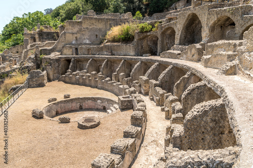 Villa dell'ambulatio and thermae in the Archaeological Complex of ancient Roman baths of Baia. Campi Flegrei regional park, Bacoli, Naples, Campania, Italy photo