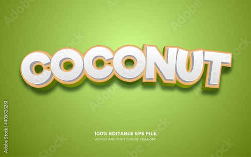 Coconut 3D editable text style effect