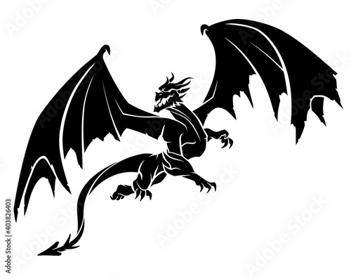Dragon Design Silhouette, Full Length Illustration