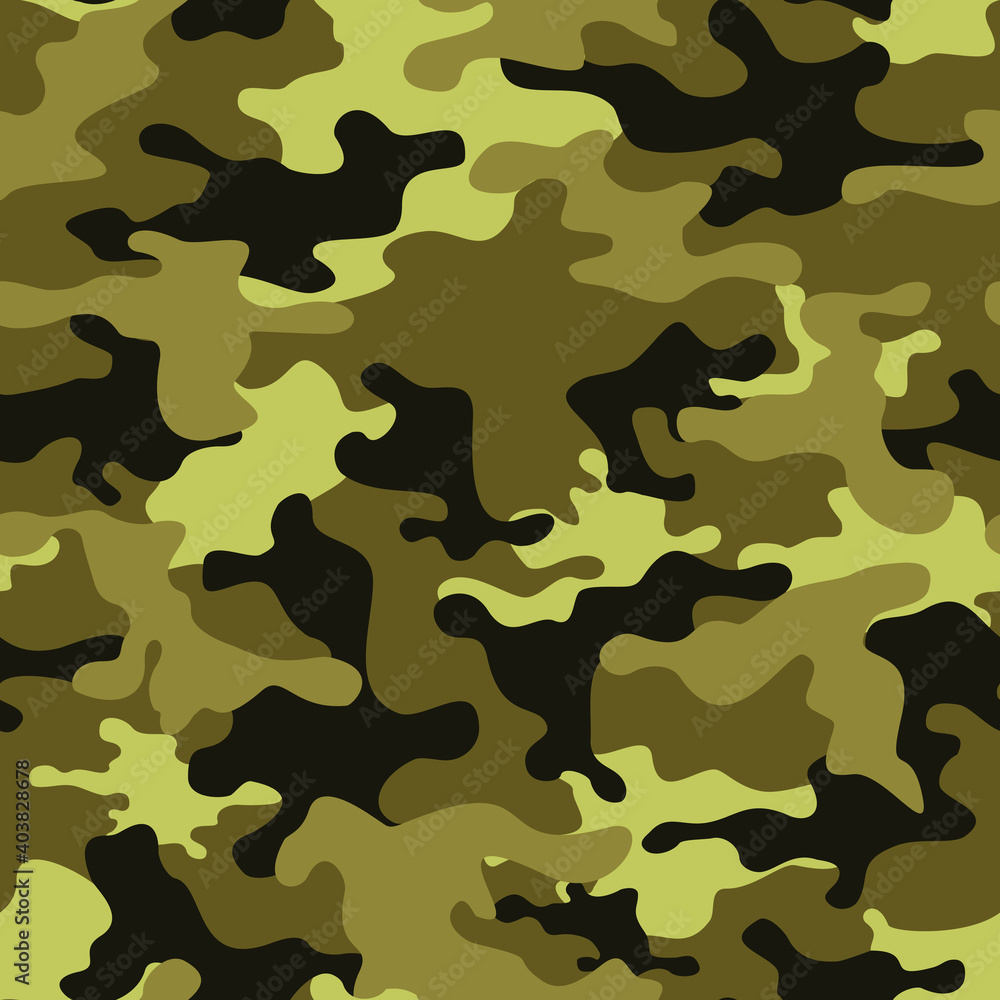 Naklejka premium Camouflage seamless pattern. The texture is military. Modern print on fabric for hunting and fishing.Vector illustration