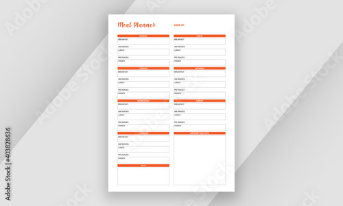 Meal Planner Template Single Page