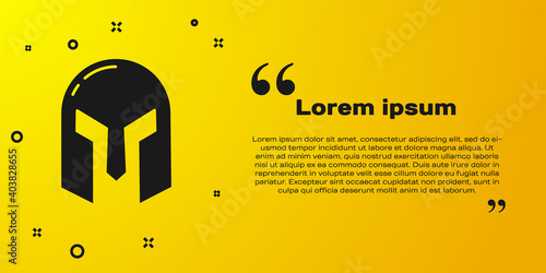 Black Medieval iron helmet for head protection icon isolated on yellow background. Vector.