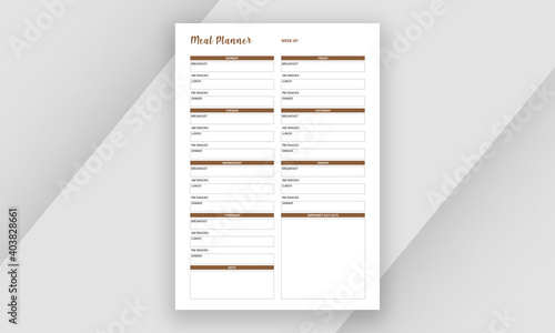 Meal Planner Template Single Page