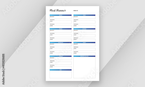 Meal Planner Template Single Page