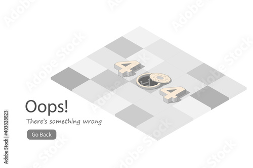 404 page not found concept, isometric template for website, web banner
