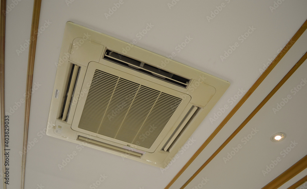 Old commercial built-in air conditioner in classic meeting room. Old commercial built-in air conditioner in classic meeting room.