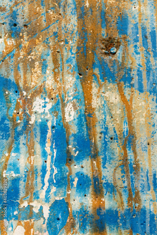 Blue Painted Old Weathered Concrete Wall Texture	