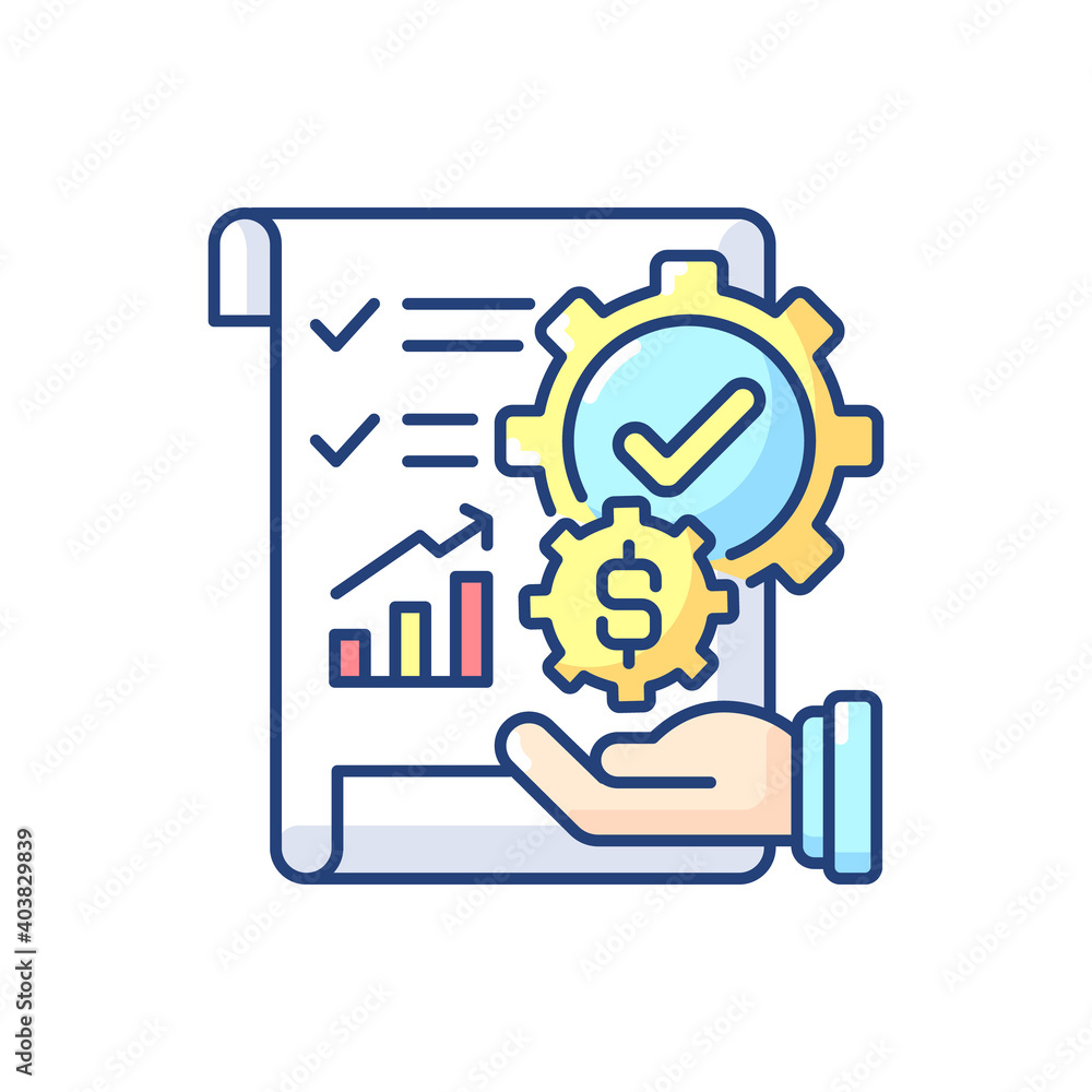 Management accounting RGB color icon. Process of preparing reports about business operations that help managers make decisions. Isolated vector illustration Management accounting RGB color icon. Process of preparing reports about business operations that help managers make decisions. Isolated vector illustration