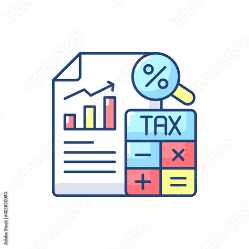 Tax accounting RGB color icon. Accounting methods focused on taxes. Analysis and presentation of tax payments and returns. Isolated vector illustration